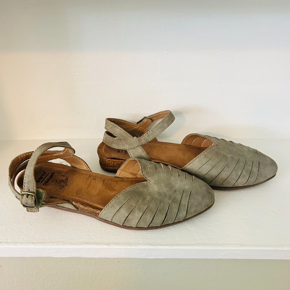 Earth Origins Sandals Womens Size 8.5 Leather Palomos Peyton Sage Green Shoe - Picture 3 of 11